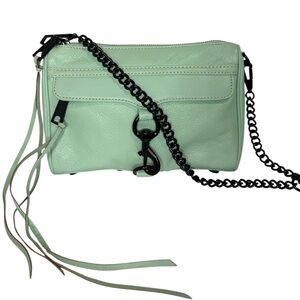 Rebecca Minkoff EUC Sea Mist Green Leather Mini Mac Convertible Crossbody